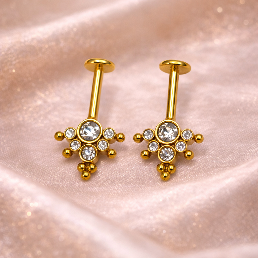 Gold & Silver Colour Bugadi Upper Helix Lotus Blossom Ear- 1pc
