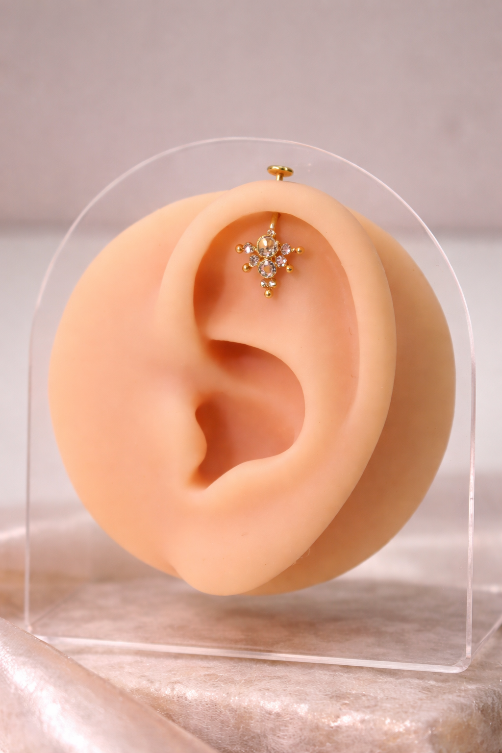 Gold & Silver Colour Bugadi Upper Helix Lotus Blossom Ear- 1pc