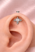 18K Gold Plated Tri-Beads & Round CZ Upper Helix BUGADI - SINGLE PIECE