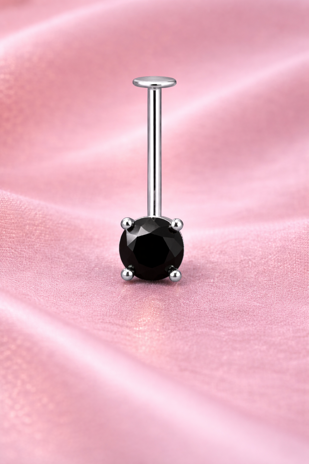 Round Shape Black Diamond CZ Upper Helix(BUGADI) Studs 16G - 1 Piece