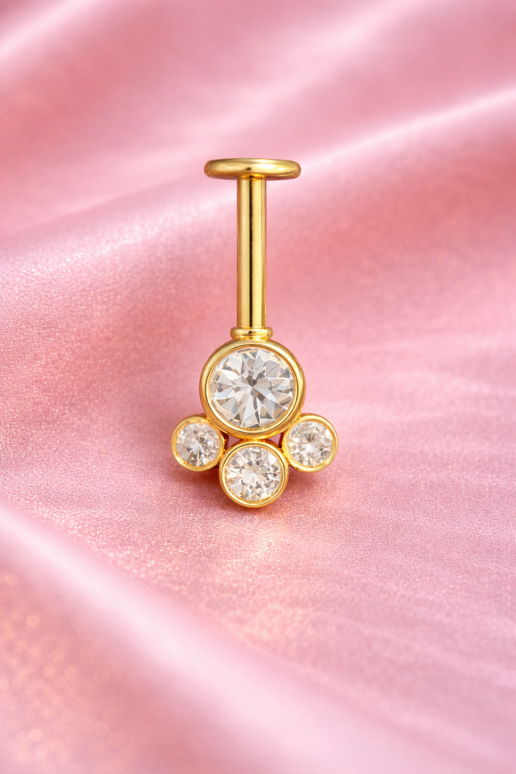 Gold Colour Round CZ Cluster Upper Helix(BUGADI)- 1 Piece