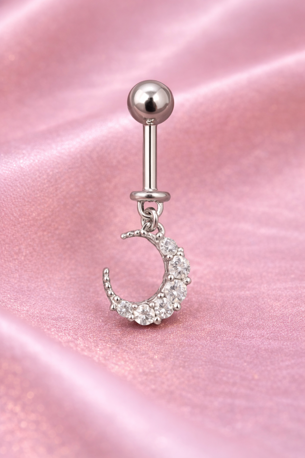 Silver Colour Moon Hanging Upper Helix(BUGADI) Studs - 1 Pc