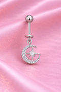 Silver Color Moon Star Hanging Upper Helix(BUGADI) Ear Stud - 1 Pc