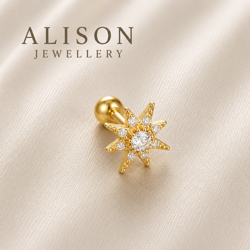 Surgical Steel Astra Crystal Star Stud - PAIR