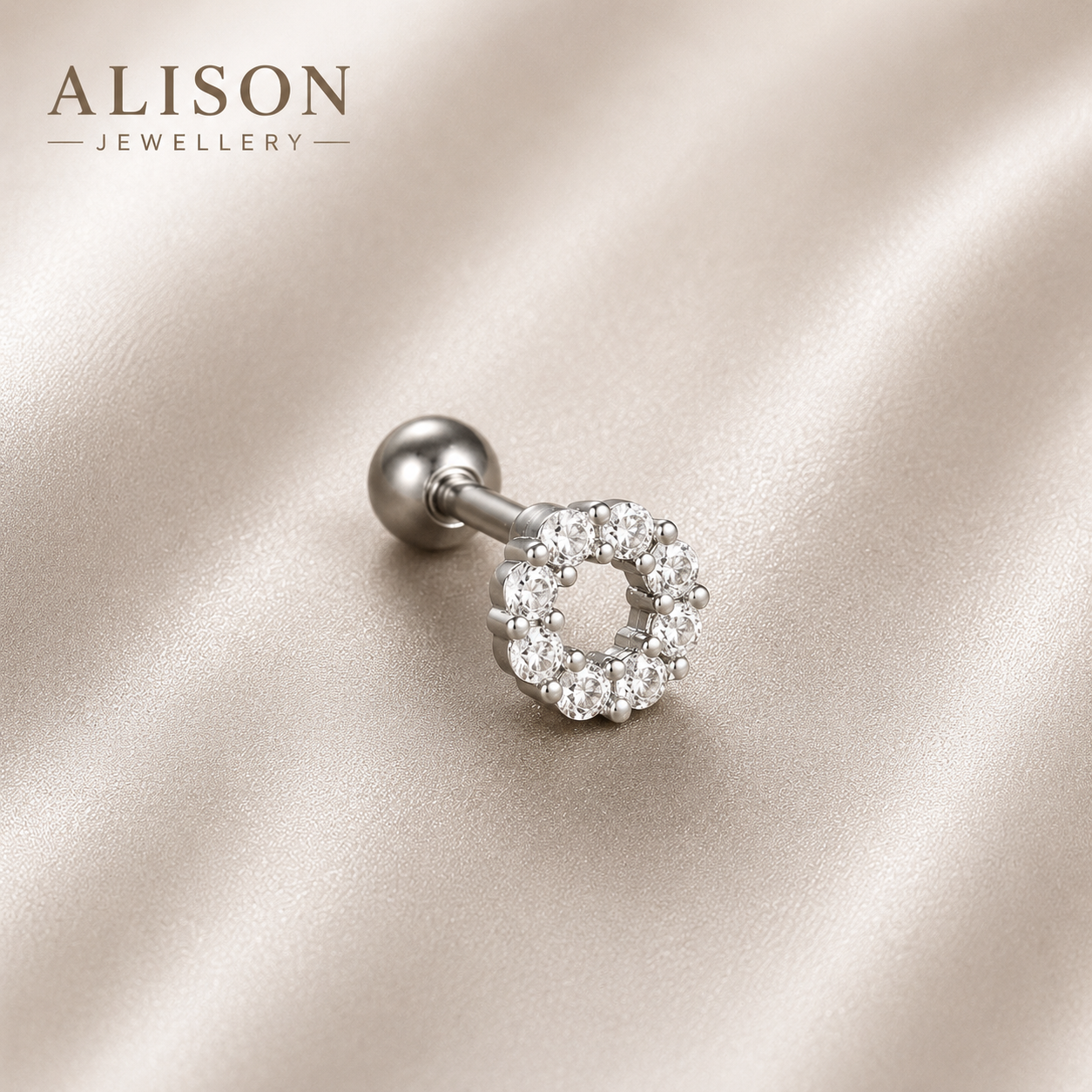 Surgical Steel Halo Circle Crystal Stud - PAIR