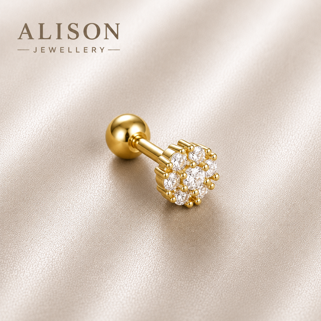 Surgical Steel Blossom Crystal Stud - PAIR