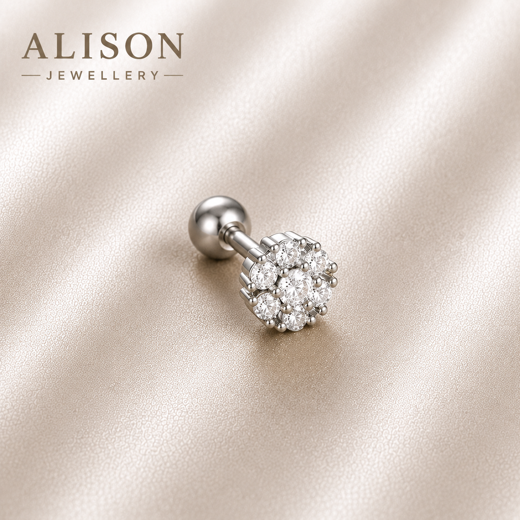 Surgical Steel Blossom Crystal Stud - PAIR