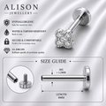Stainless Steel Floral Zircon Flat Back Stud - PAIR