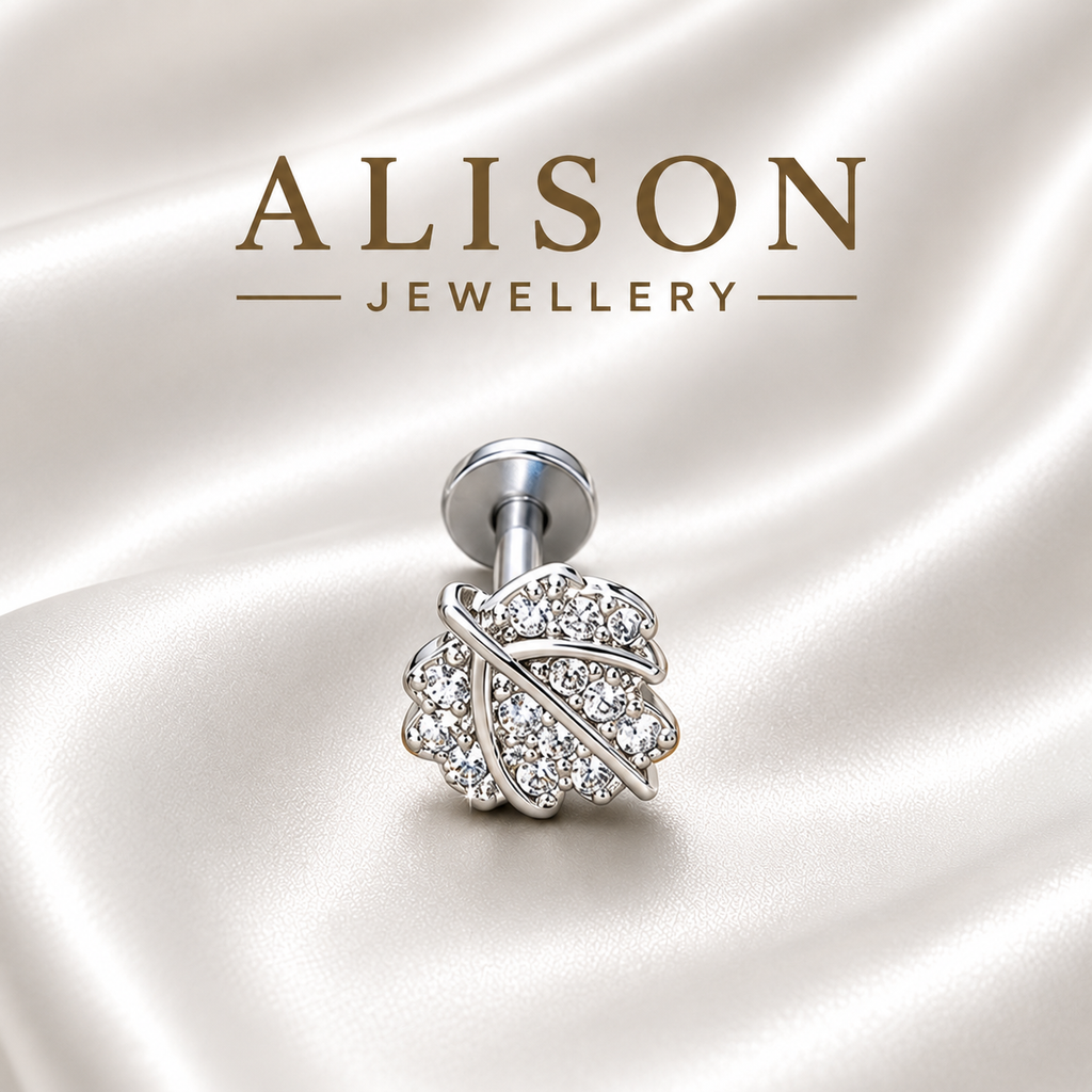 Stainless Steel Planet Zircon Flat Back Stud - PAIR
