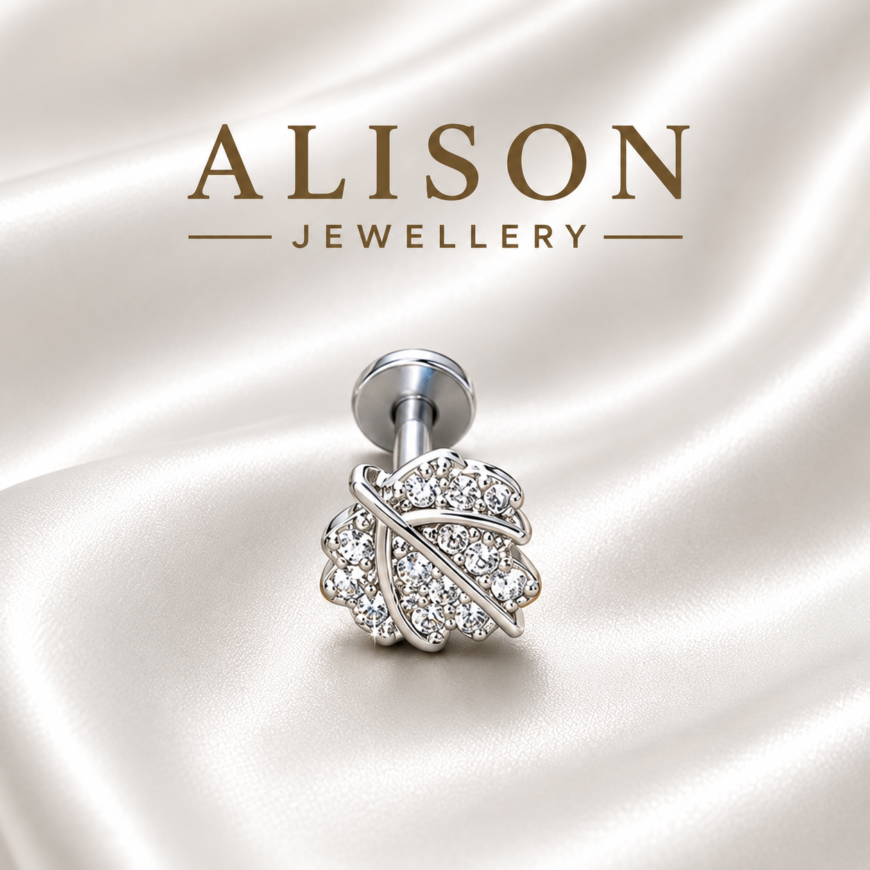 Stainless Steel Planet Zircon Flat Back Stud - PAIR