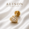Stainless Steel Heart Zircon Flat Back Stud - PAIR