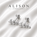 Stainless Steel Leaf Zircon Flat Back Stud - PAIR