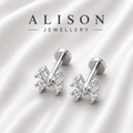 Stainless Steel Butterfly Zircon Flat Back Stud - PAIR