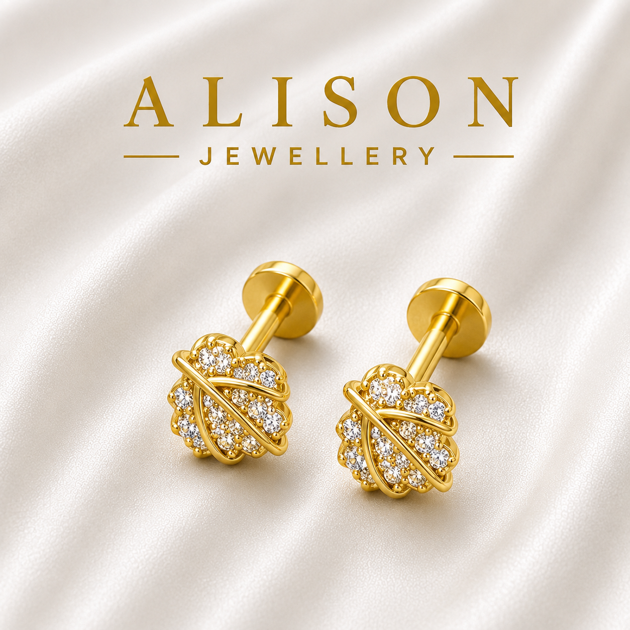 Stainless Steel Planet Zircon Flat Back Stud - PAIR