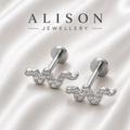 Stainless Steel Snake Zircon Flat Back Stud - PAIR