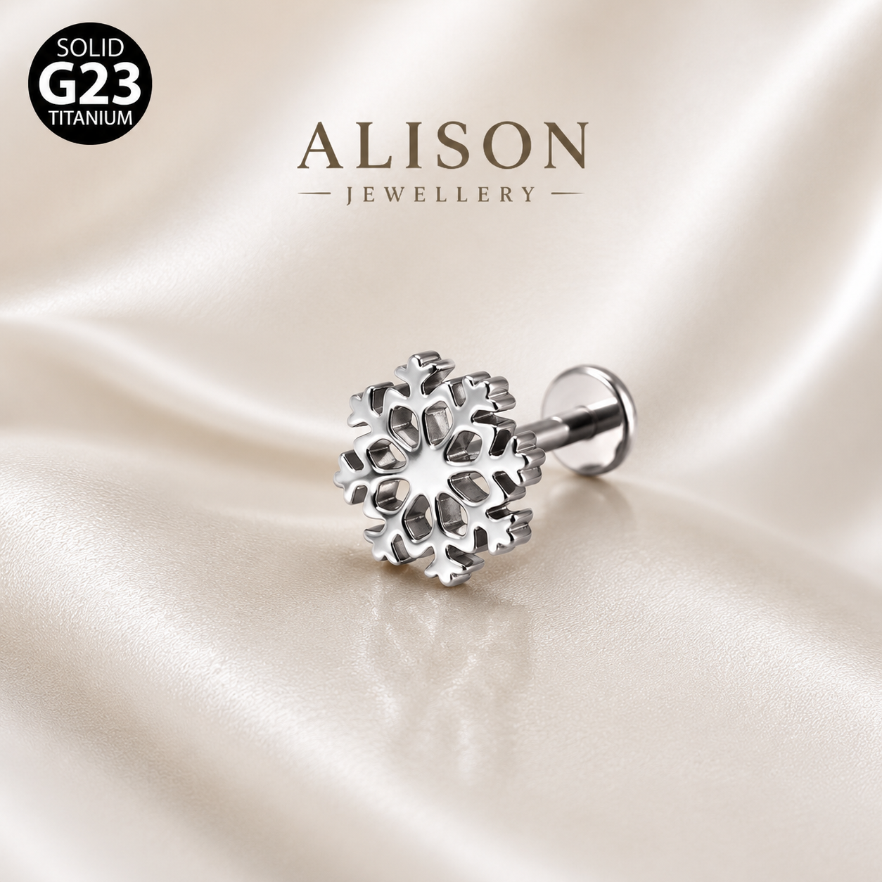 ASTM F136 Titanium Snowflake Labret Stud - PAIR