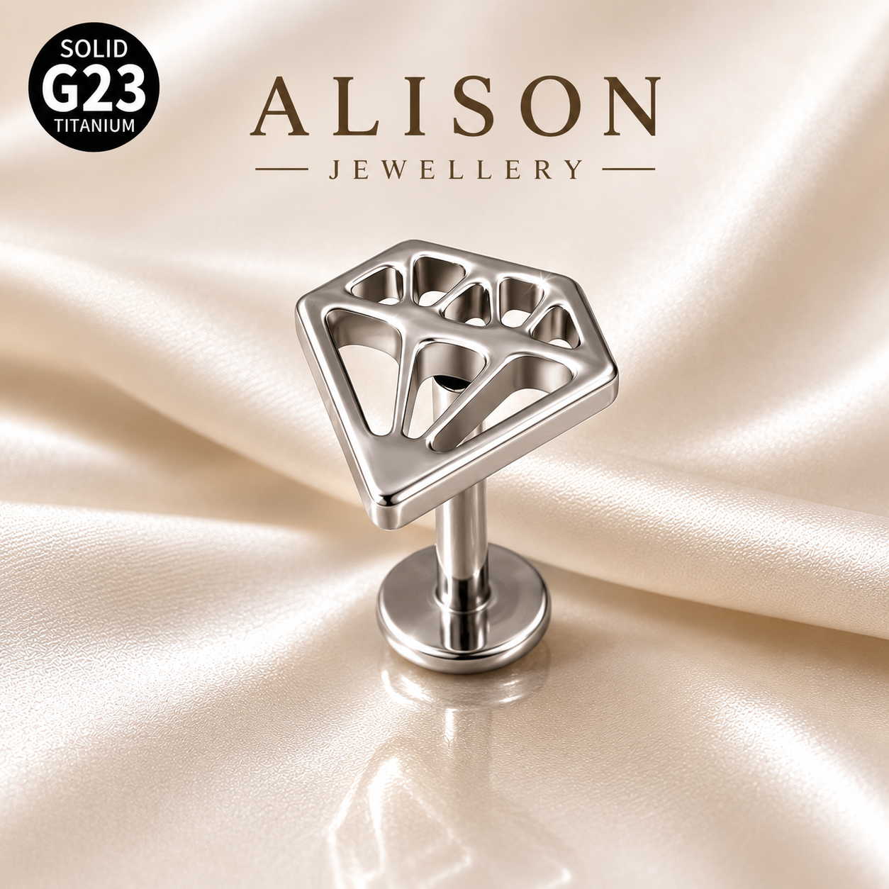 ASTM F136 Titanium Geometric Labret Stud - PAIR