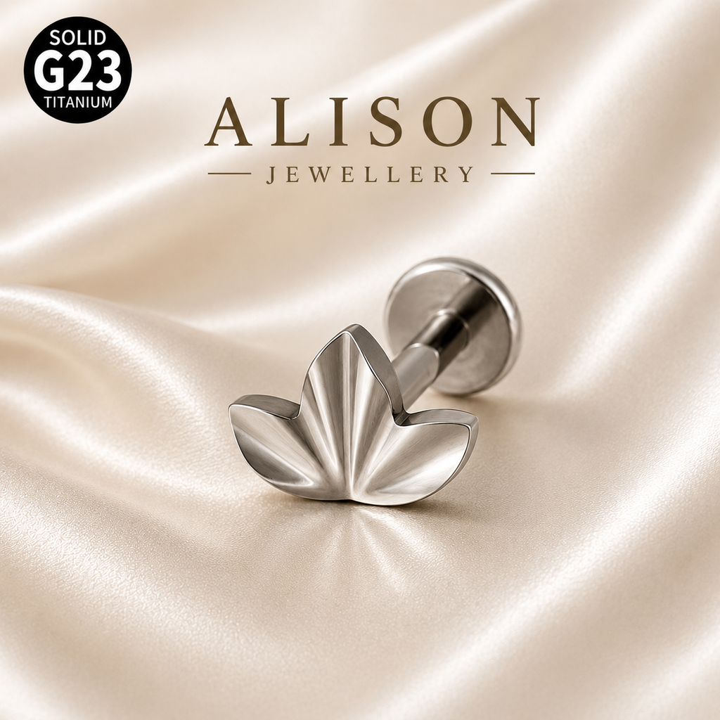 ASTM F136 Titanium Leaf Labret Stud - PAIR