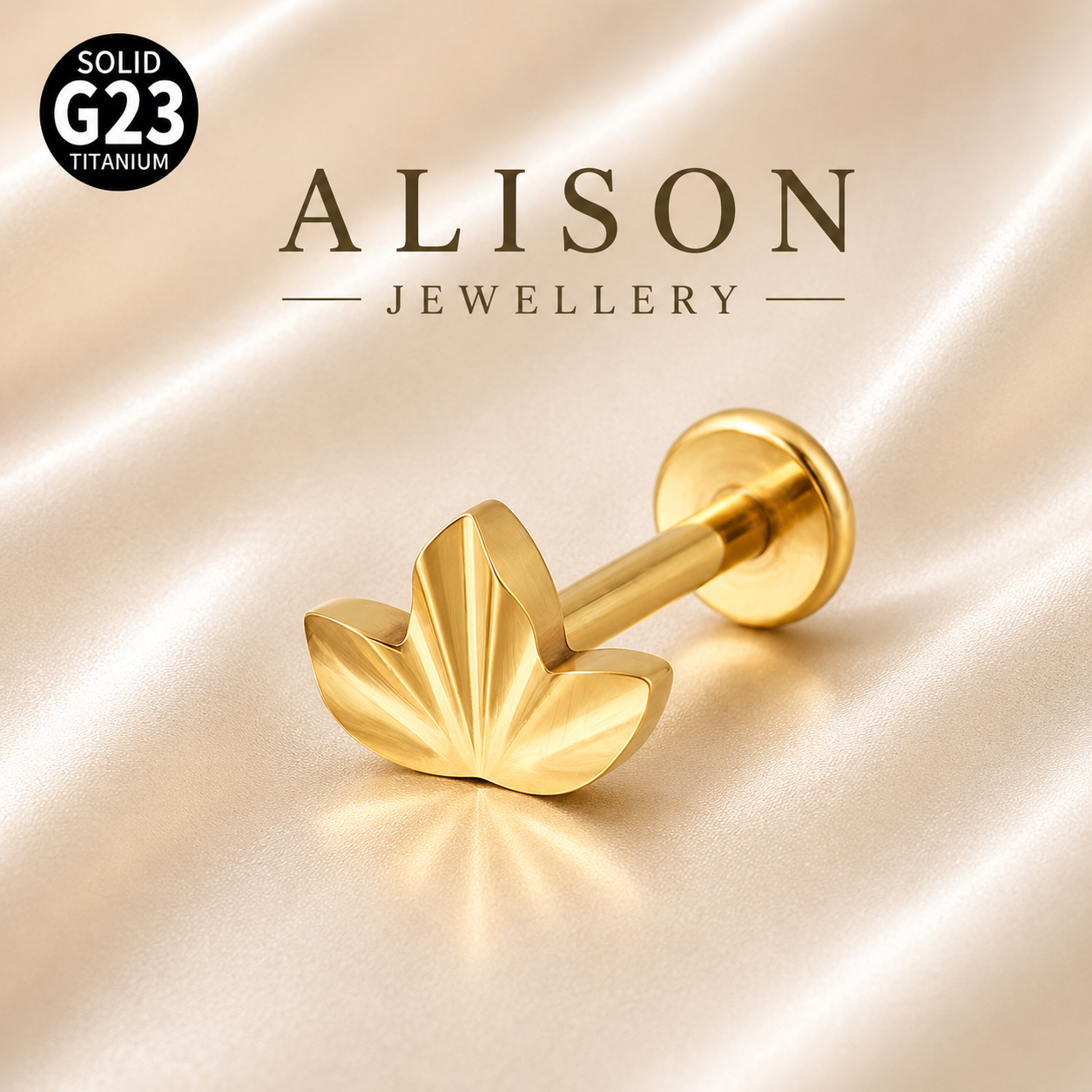 ASTM F136 Titanium Leaf Labret Stud - PAIR