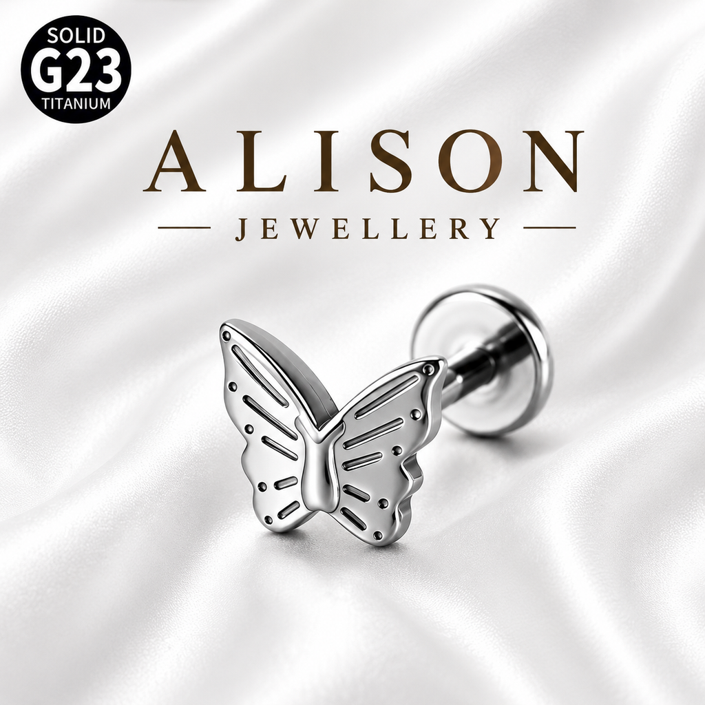 ASTM F136 Titanium Butterfly Labret Stud - PAIR