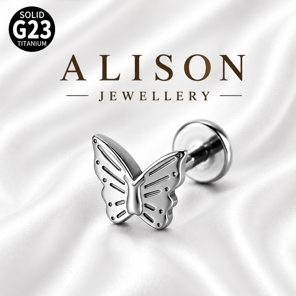 ASTM F136 Titanium Butterfly Labret Stud - PAIR