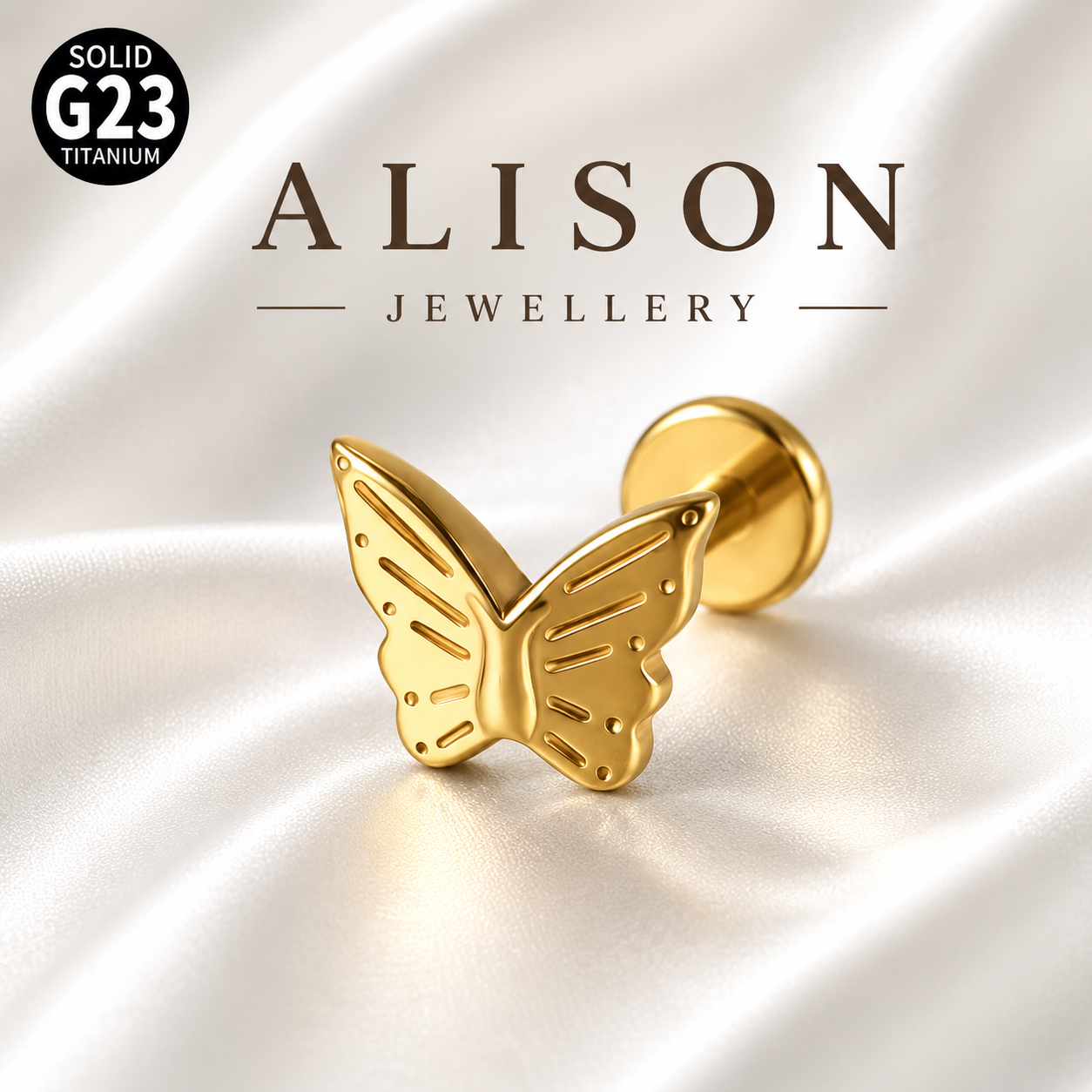 ASTM F136 Titanium Butterfly Labret Stud - PAIR