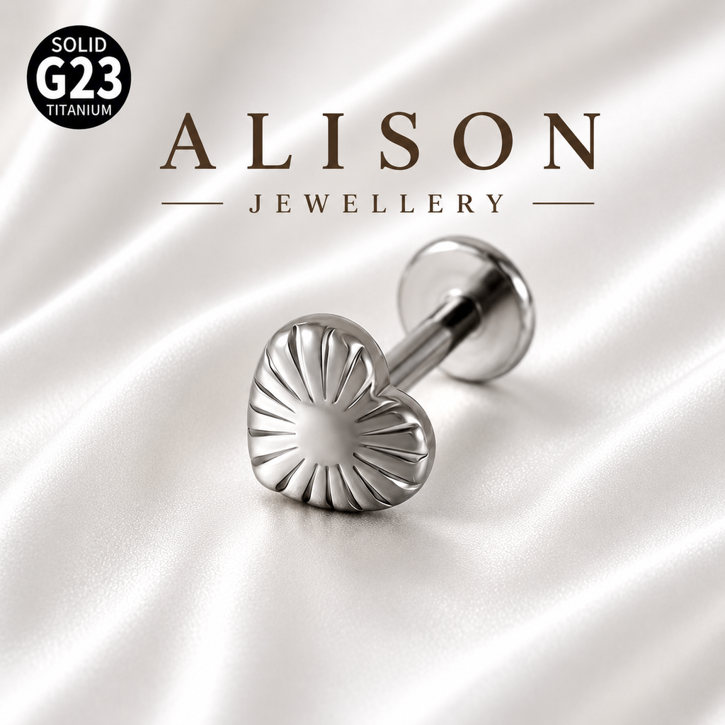 ASTM F136 Titanium Heart Labret Stud - PAIR