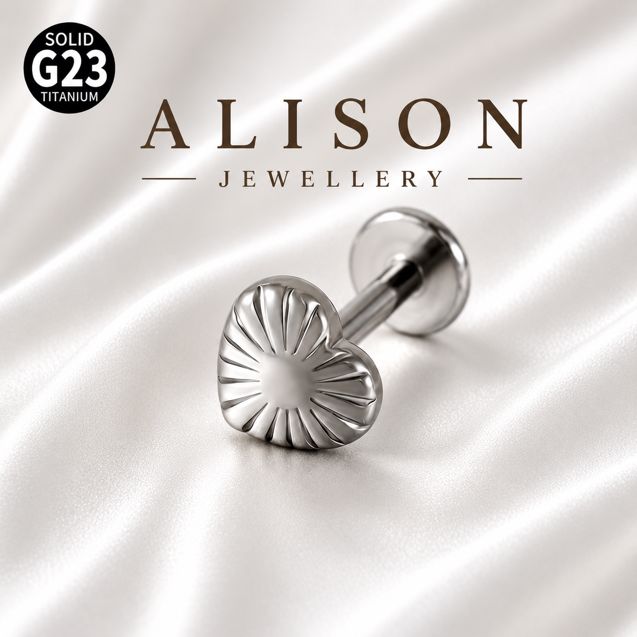 ASTM F136 Titanium Heart Labret Stud - PAIR