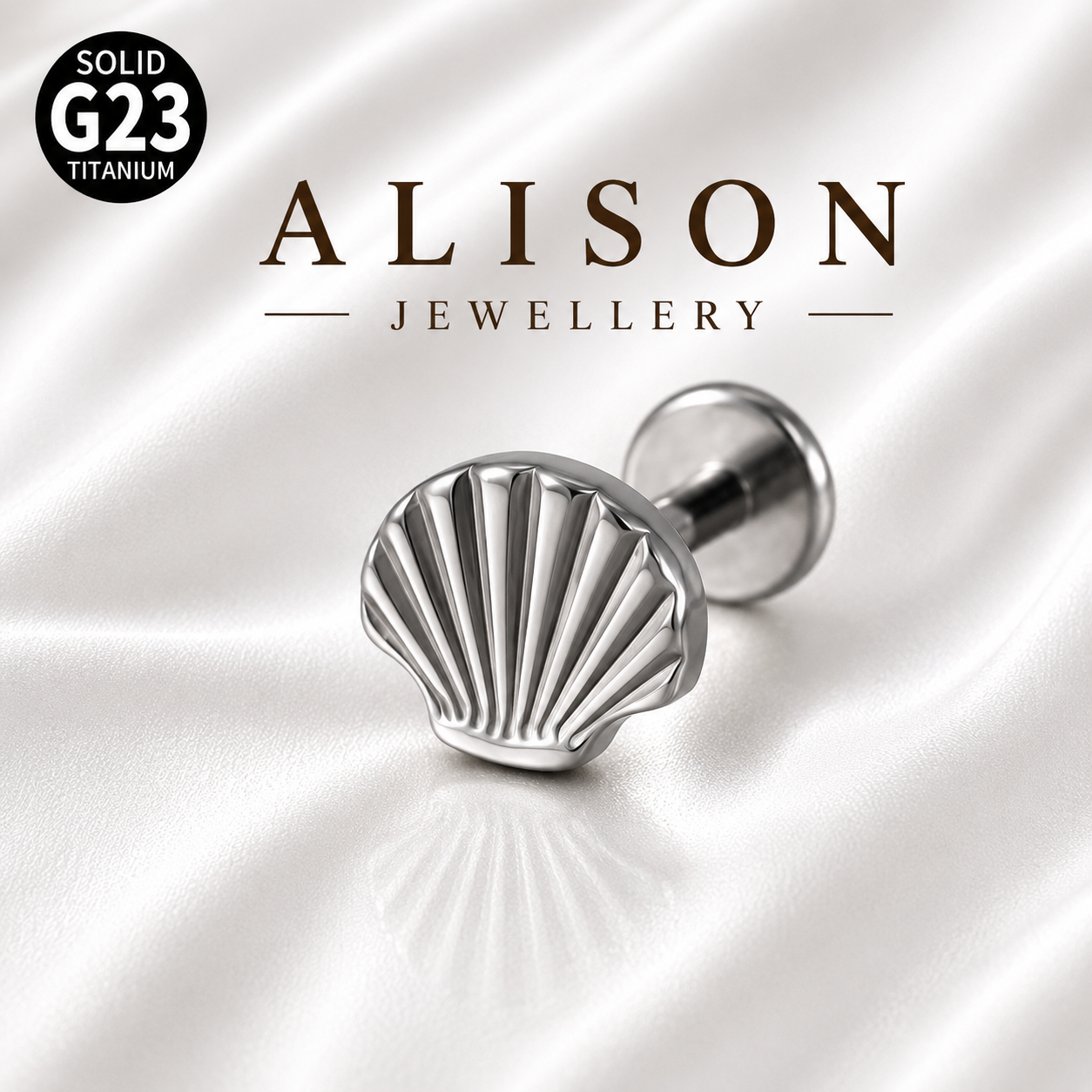 ASTM F136 Titanium Seashell Labret Stud - PAIR