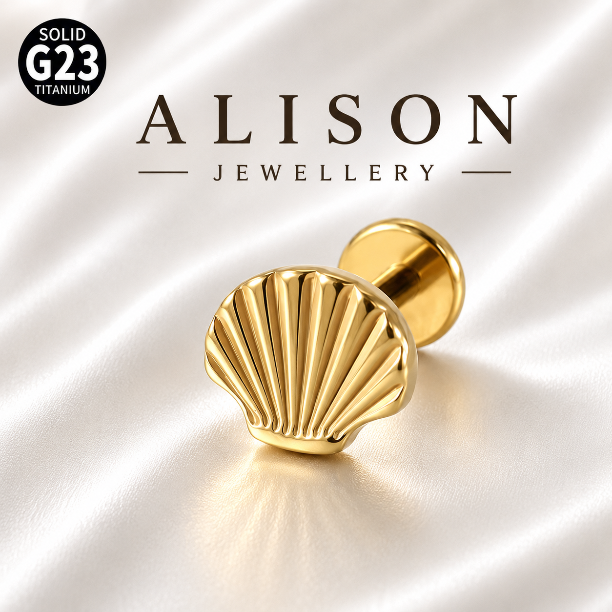 ASTM F136 Titanium Seashell Labret Stud - PAIR
