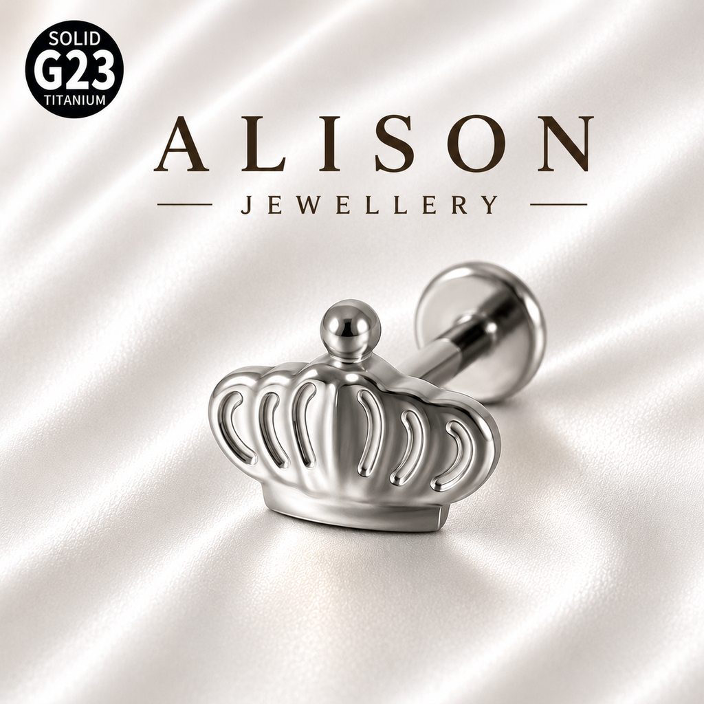 ASTM F136 Titanium Crown Labret Stud - PAIR