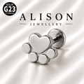 ASTM F136 Titanium Heart Paw Labret Stud - PAIR
