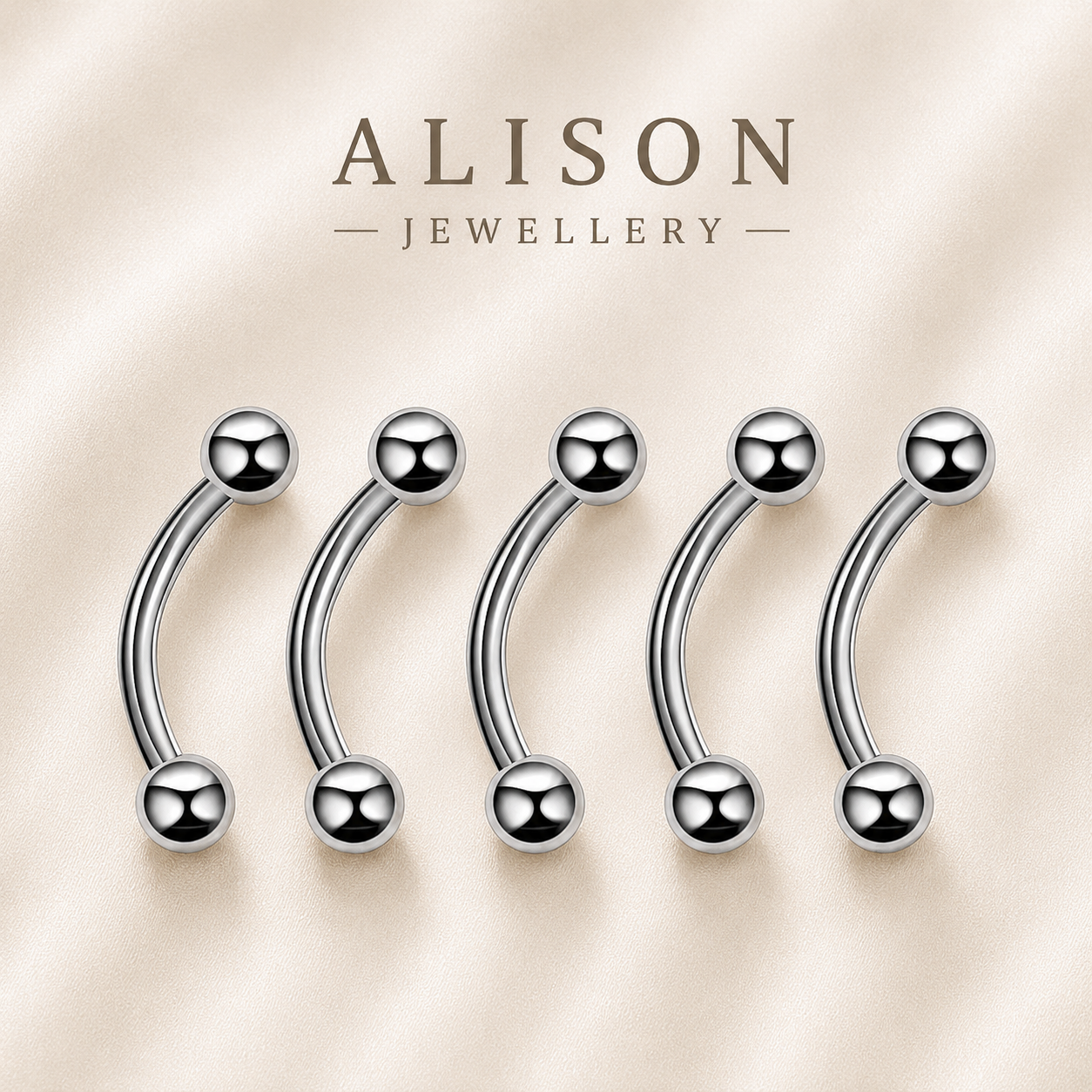 316L Stainless Steel Curved Barbell Eyebrow Ring – SINGLE PIECE