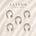 316L Stainless Steel Horseshoe Circular Barbell Ring – SINGLE PIECE