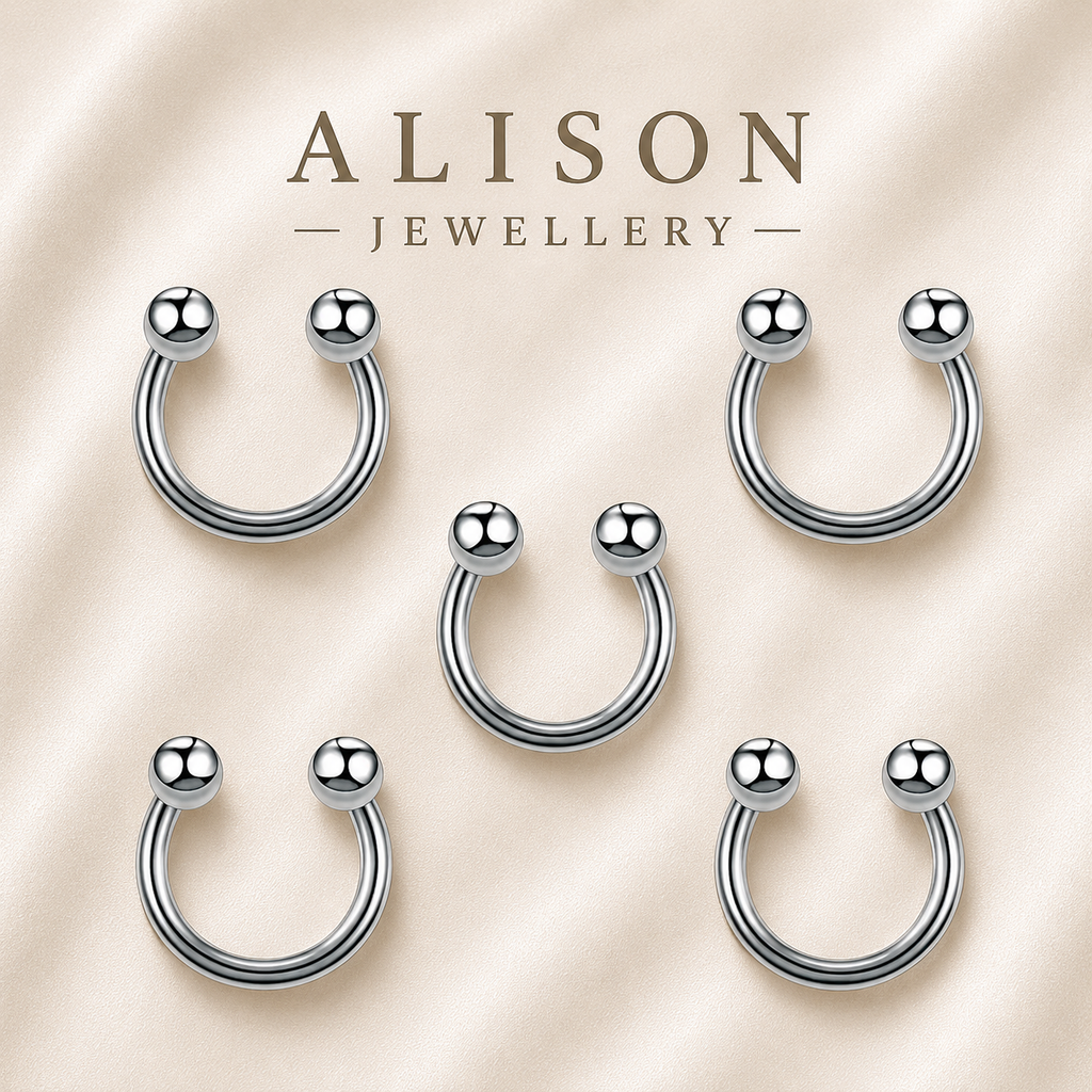 316L Stainless Steel Horseshoe Circular Barbell Ring – SINGLE PIECE