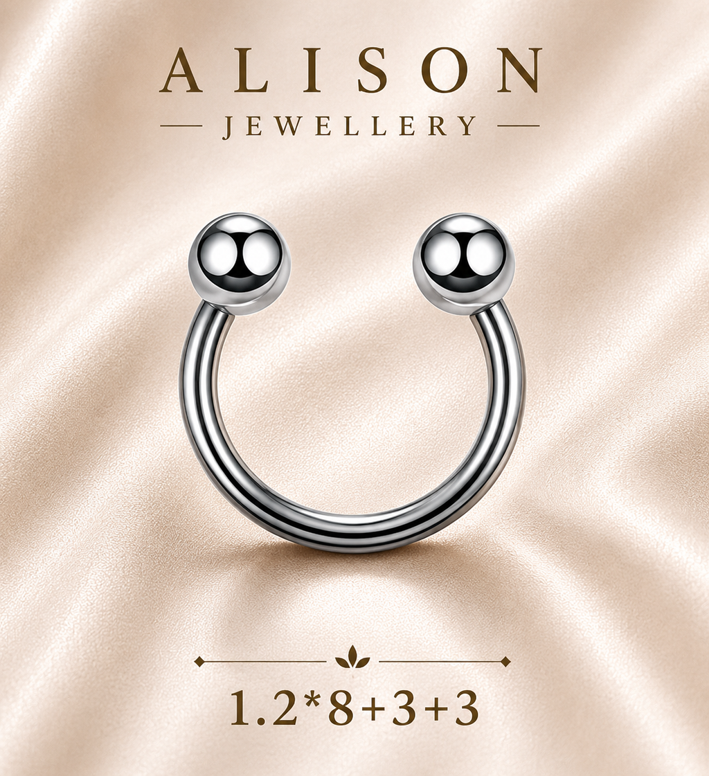 316L Stainless Steel Horseshoe Circular Barbell Ring – SINGLE PIECE