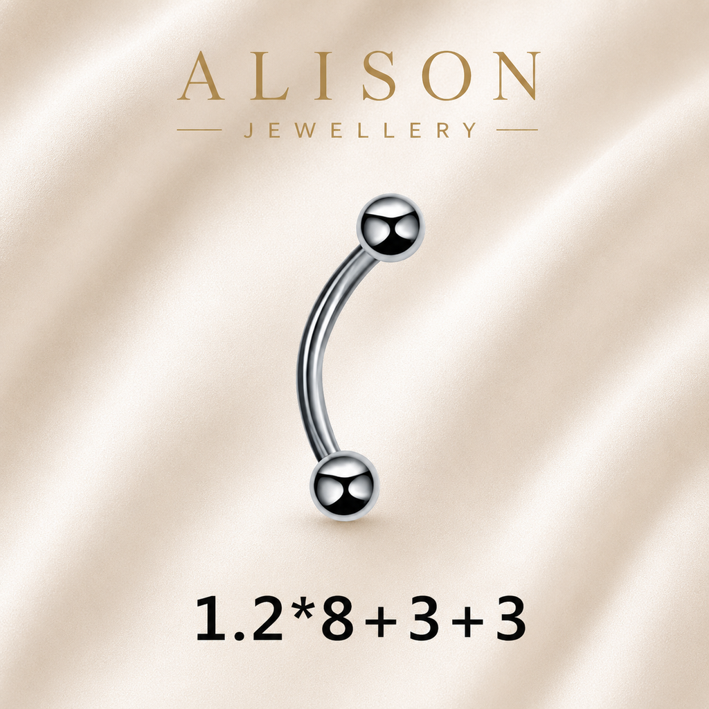 316L Stainless Steel Curved Barbell Eyebrow Ring – SINGLE PIECE