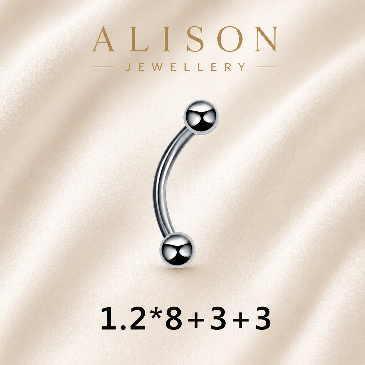 316L Stainless Steel Curved Barbell Eyebrow Ring – SINGLE PIECE