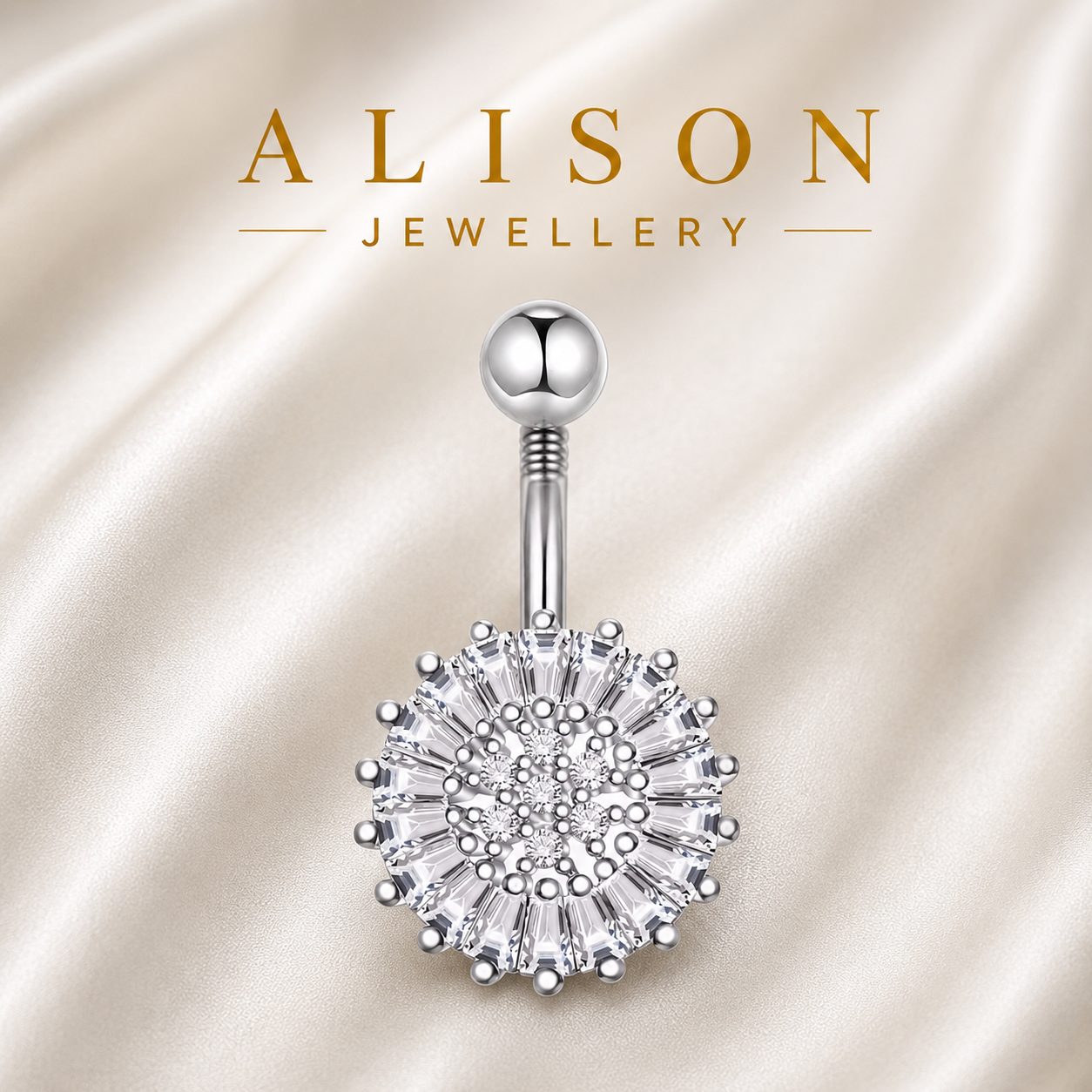 Stainless Steel Double Unscrew Navel Piercing Ring with Clear Zircon - SINGLE