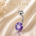 Stainless Steel Purple Crystal Belly Button Ring - SINGLE