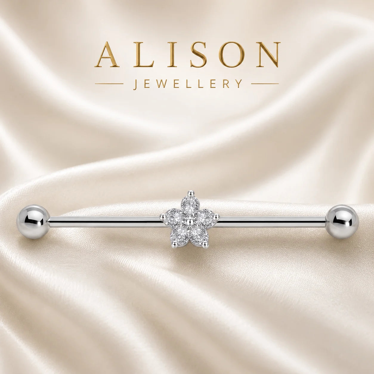 Stainless Steel Floral Industrial Stud - SINGLE PIECE