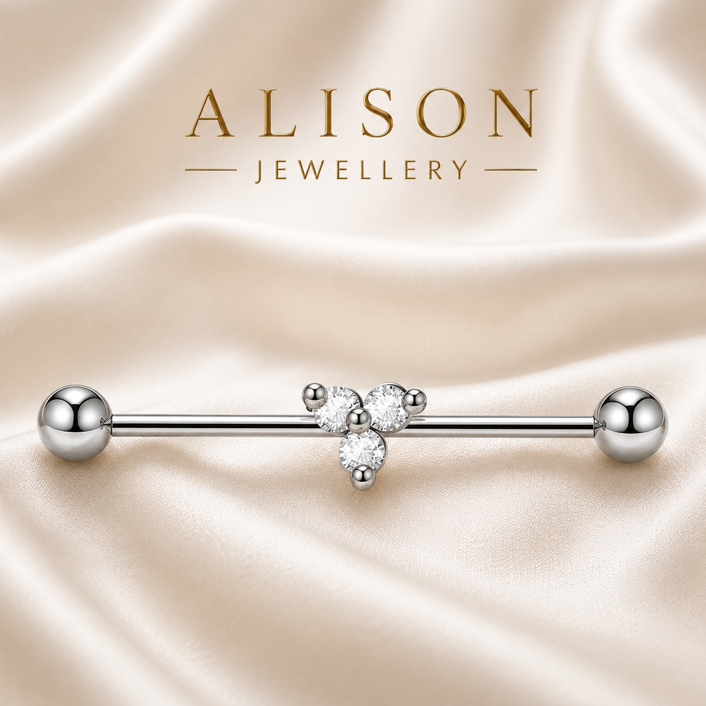 Stainless Steel Crystal Industrial Stud - SINGLE PIECE