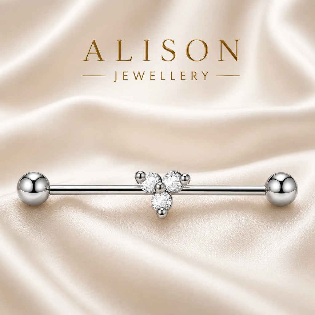 Stainless Steel Crystal Industrial Stud - SINGLE PIECE