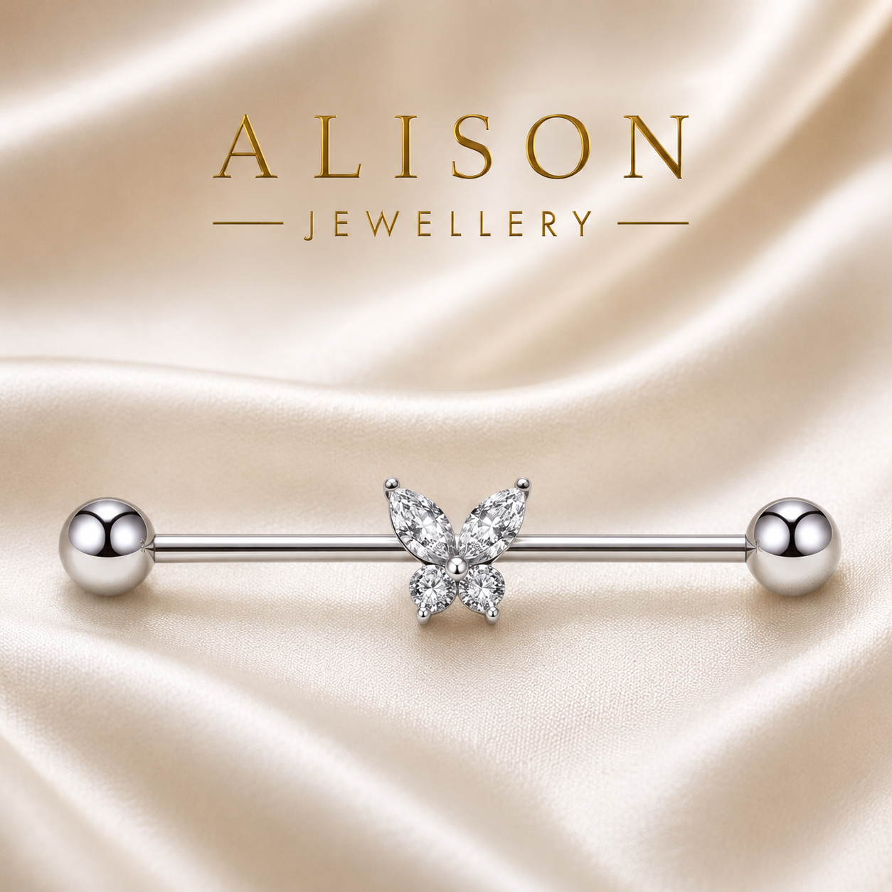 Stainless Steel Butterfly Industrial Stud - SINGLE PIECE