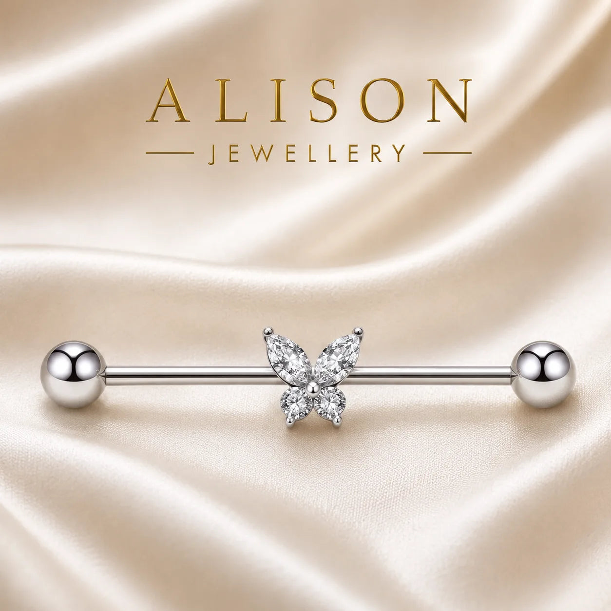 Stainless Steel Butterfly Industrial Stud - SINGLE PIECE