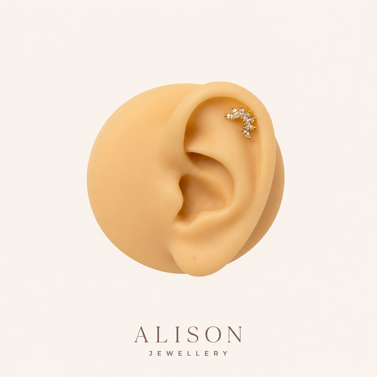 Stainless Steel Marquise CZ Cluster Cartilage Stud - PAIR