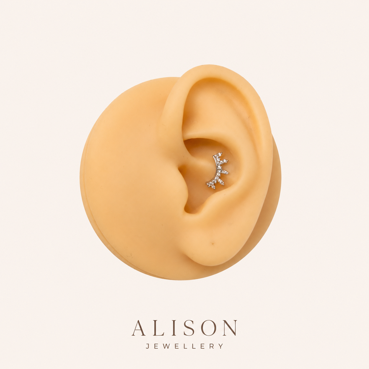 Stainless Steel Crown CZ Flat Back Cartilage Stud - PAIR