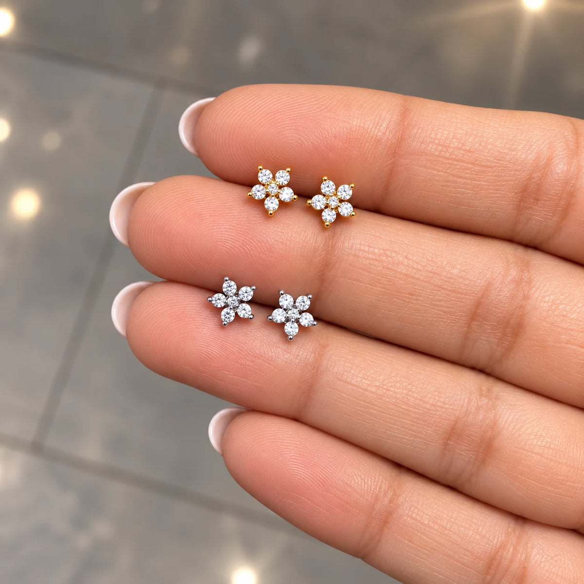 Surgical Steel Celina Crystal Flower Stud - PAIR
