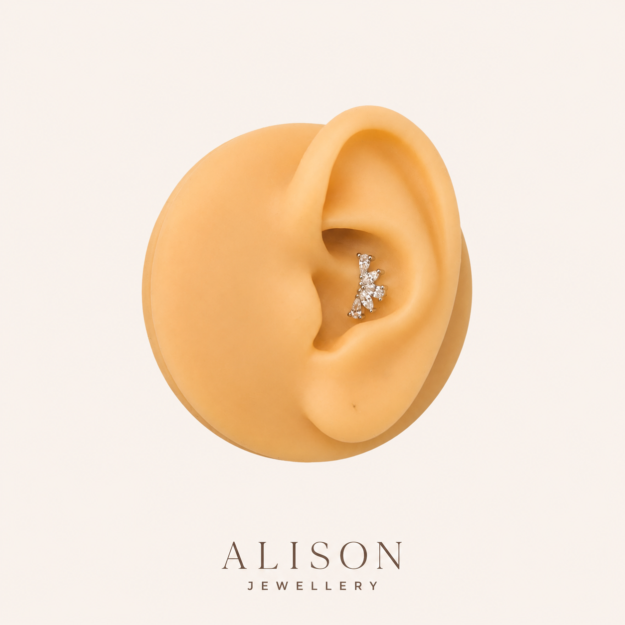 Stainless Steel Crystal Fan Stud Earrings