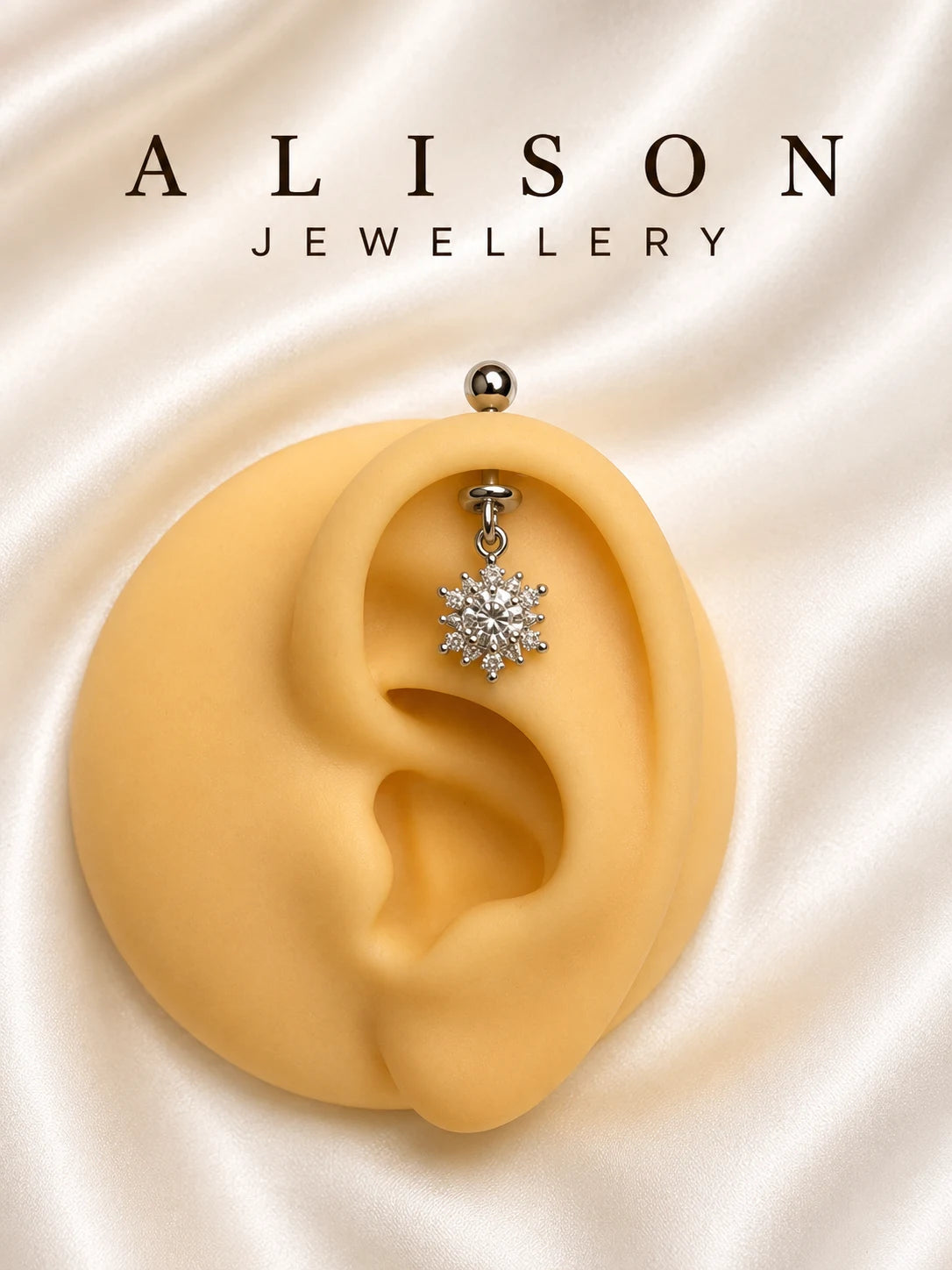 Silver Colour SunBurst Hanging Upper Helix(BUGADI) Studs - 1 Pc